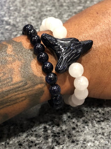 Blue Goldstone & White Jade